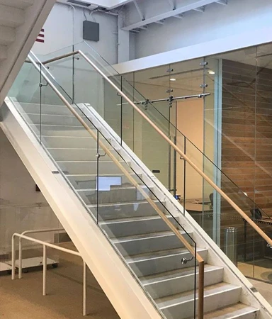 Stairway Railing Glass Installation